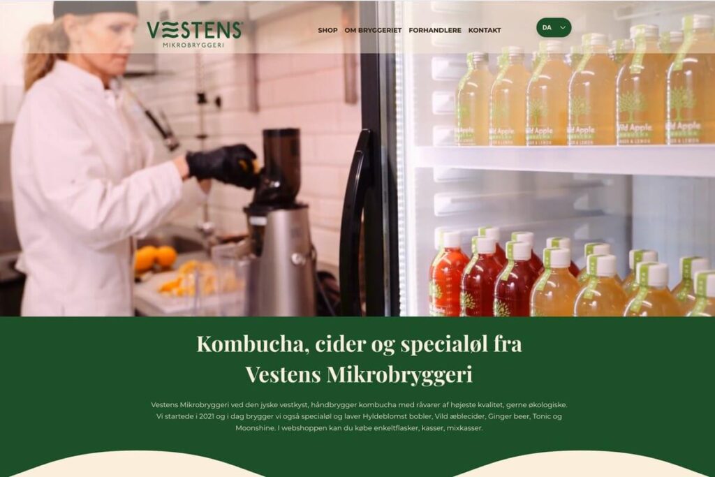 Wix webshop for Vestens Mikrobryggeri med kombucha, cider og specialøl